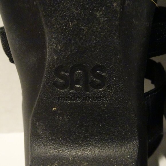 SAS Sandal Allegro 6.5M Black Leather Strappy Block Heel Comfort Sparkly - Picture 9 of 9